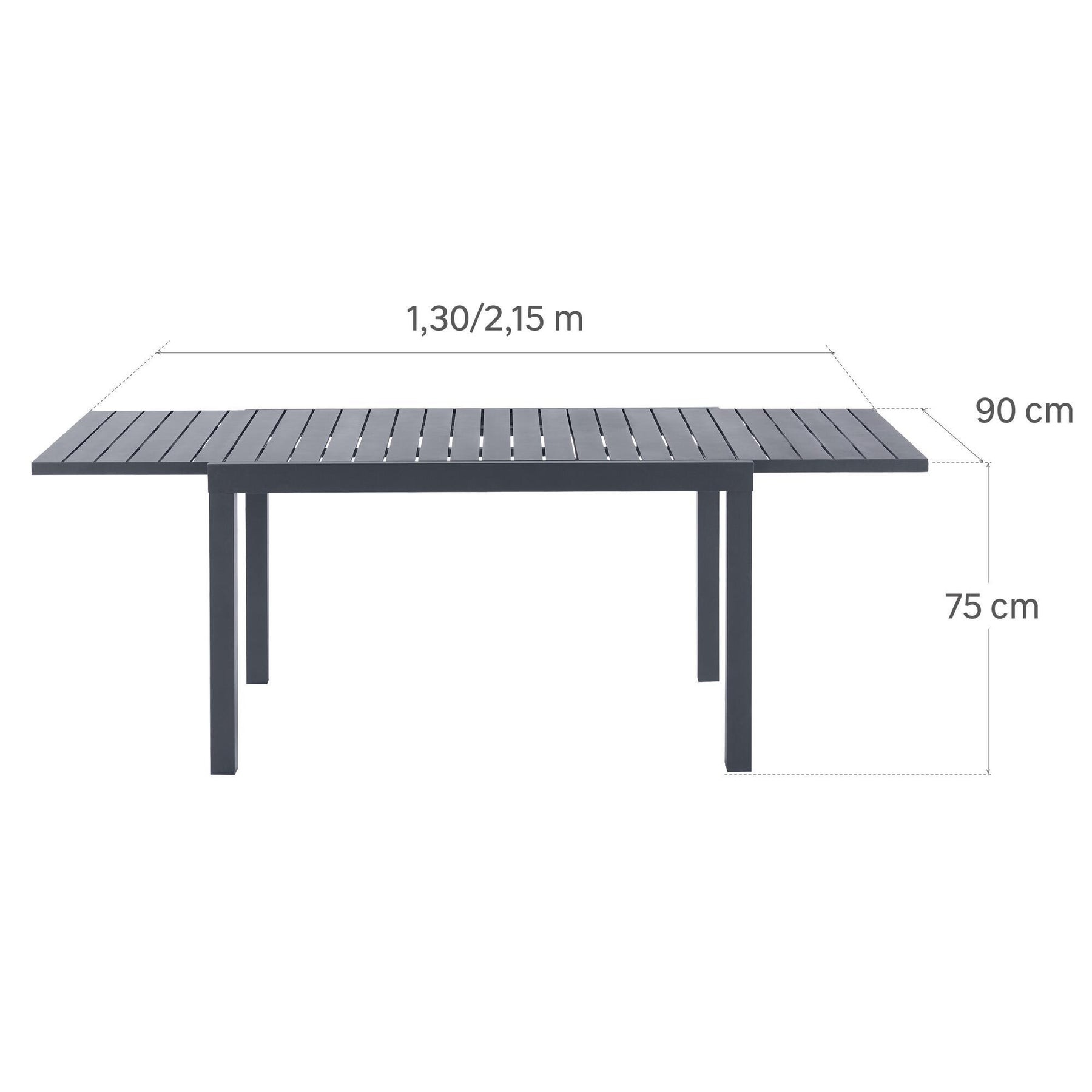 Mesa de jardín extensible Naterial Lyra II de aluminio gris 180